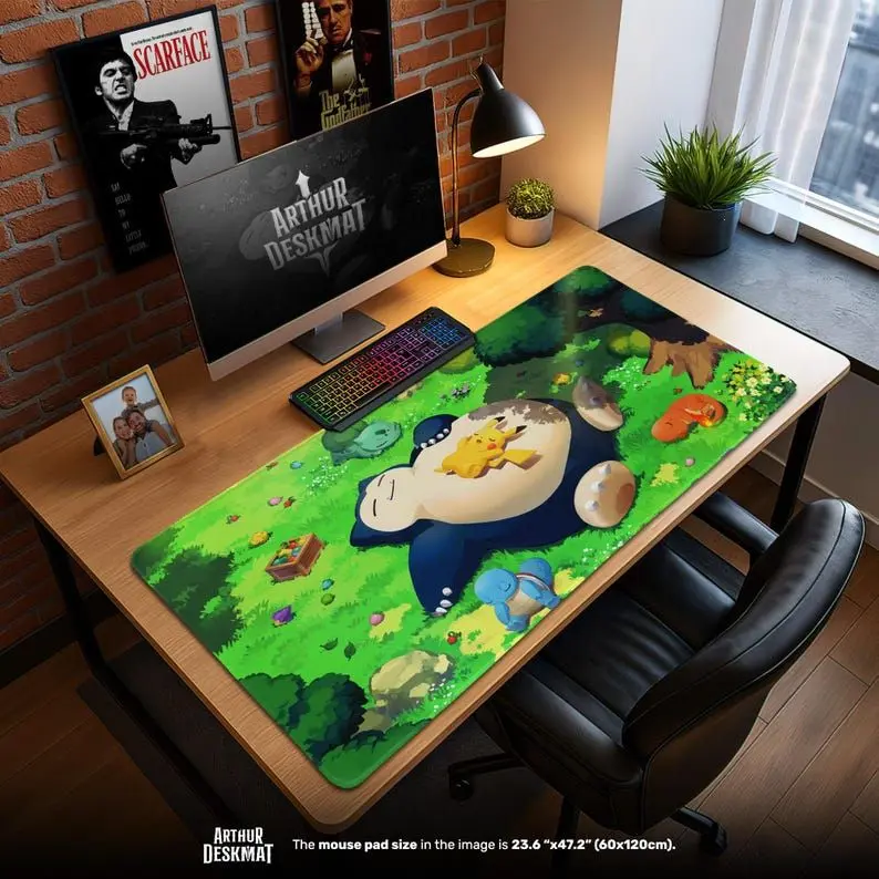 Snorlax Pokemon Mouse Pad Large Desk Mat - Bulbasaur Gaming Desk Mat Kanto Decor Anime Gift