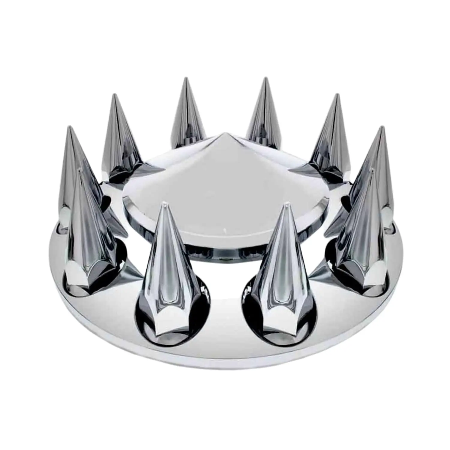 TORQUE Front Axle Wheel Cover Hubcap 33mm Screw-on Spike for Semi Truck (Spiked Chrome Plated ABS Plastic) (Universal Fit) (TR132-TWC)