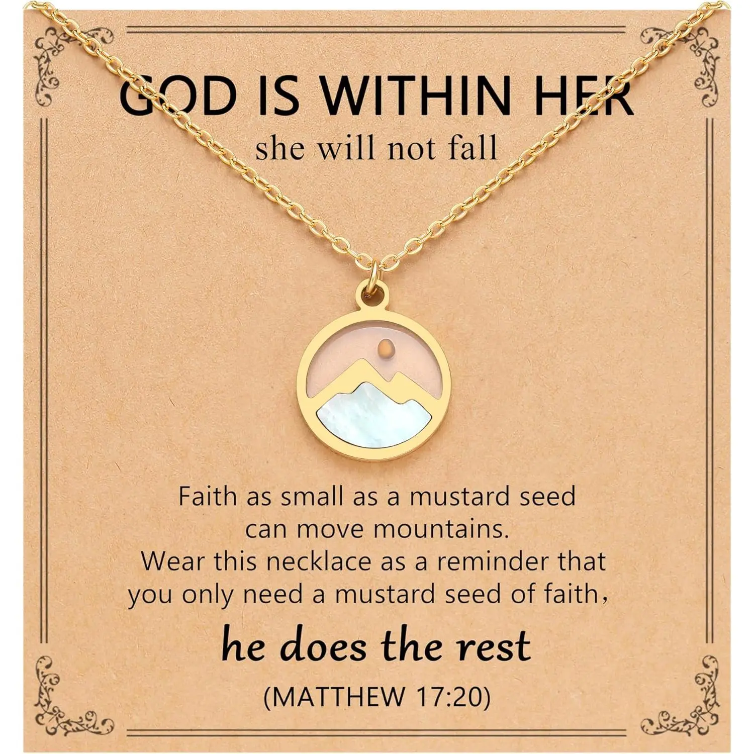 Moving Mountains Mustard Seed Faith Necklace, Inspirational Christian Gifts for Teen Girls & Women Gift