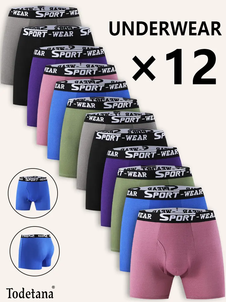 12 Pack Men's Breathable Multi-Color Boxer Briefs Original Waistband Design Soft & Breathable Moisture Absorption Opening Crotch Underwear for Daily Wear Casual Men's Wear Comfortable All Seasons Sportswear Best Gifting Option for Husband and Families