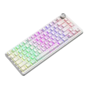 ZIFRIEND RX75 PRO Wireless Mechanical Creamy Keyboard,Tri-Mode Type-C/2.4G/Bluetooth  Music Rhythm Sync RGB Backlight Keyboard,Multimode Gaming Keyboard for Gaming, Office, Career Women,Multimedia Roller Key