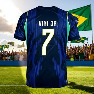 2026 Brazil Away Blue No.7 Vini No.10 Neymar No.11 Raphinha Short Sleeves Soccer Jerseys Top