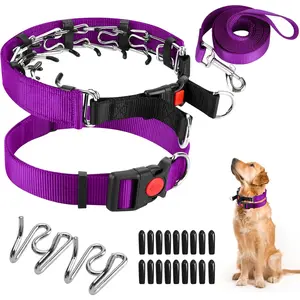 Prong Training Collar with Comfort Tips and Quick Release Snap Buckle - Dog Choke Pinch Collar with Nylon Cover - Classic Collar and Leash for Small to Large Dogs