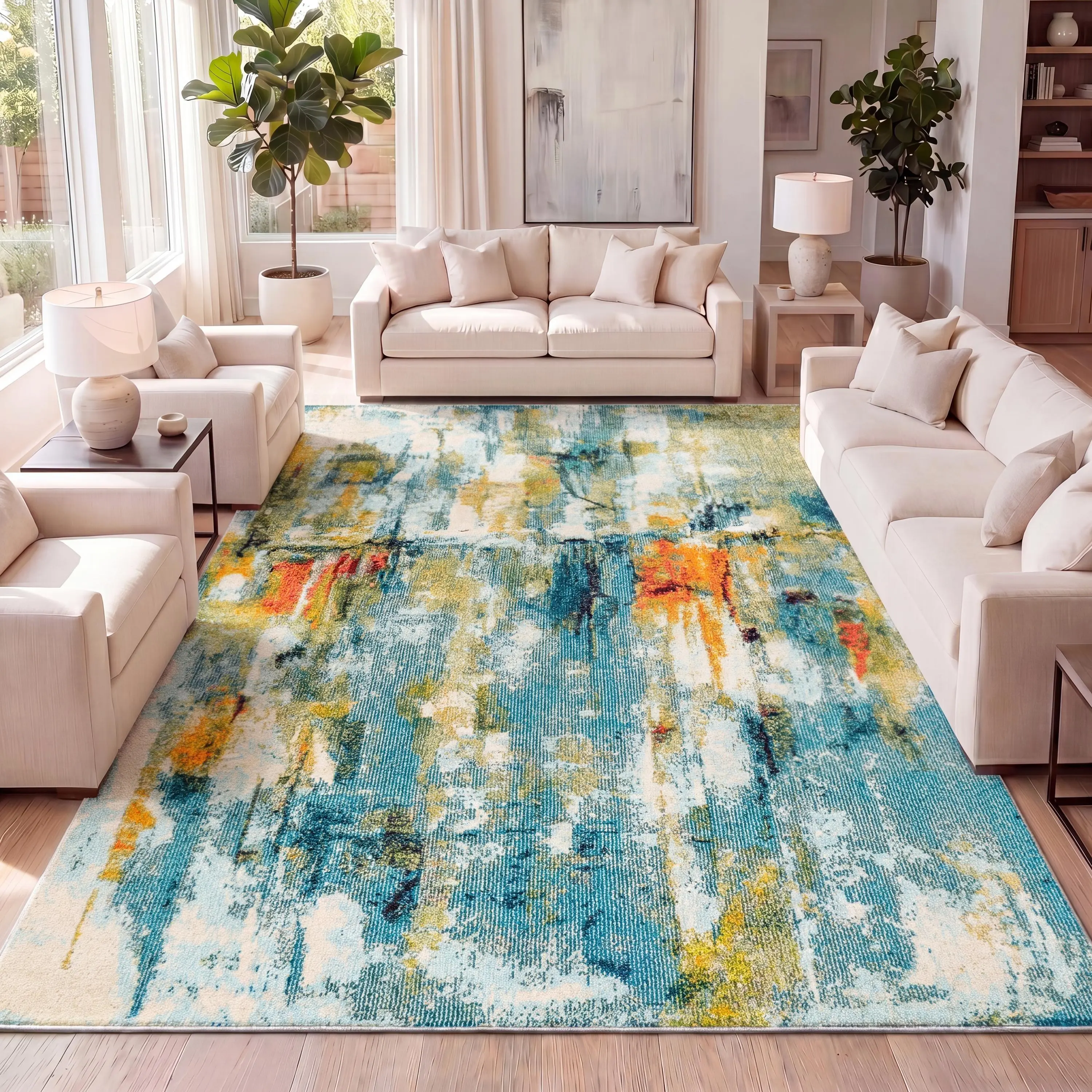 JONATHAN Y Contemporary POP Modern Abstract Waterfall Indoor Area Rug; for Living Room, Kitchen, Bedroom, Dining Room, Office