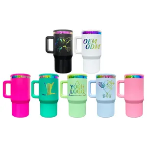 10pcs 20oz Rainbow Underneath Kids Handle Tumblers with Leak Proof Lids USA Powder Coat Handle Tumblers for Laser Engraving