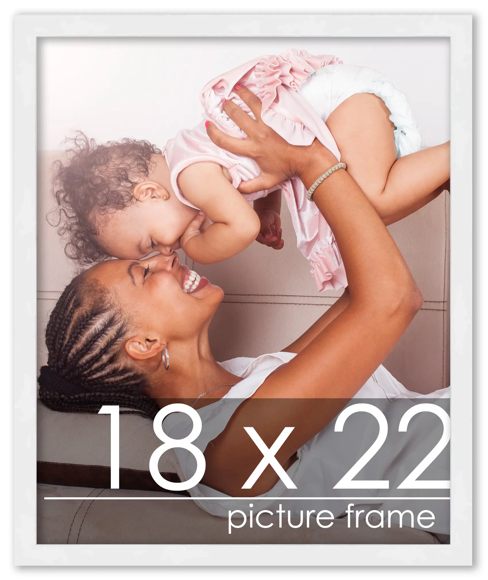 18x22 White Wood Picture Frame - UV Acrylic, Foam Board Backing, Hanging Hardware
