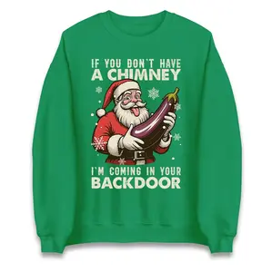 If You Dont have A Chimney Im coming In Your backdoor Funny Santa Christmas Sweater, Adults Offensive Xmas Hoodie
