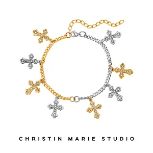 Mixed Metals Cross Bracelet
