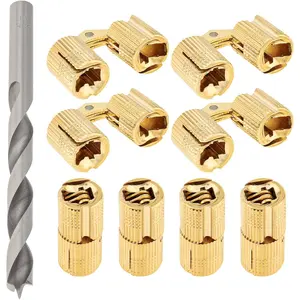 Hidden Brass Barrel Hinges with 10 mm Drill Bit, 180 Degree Opening Angle Concealed Furniture Small Hinges for Wooden Box Jewelry Ring Box DIY Hand Craft
