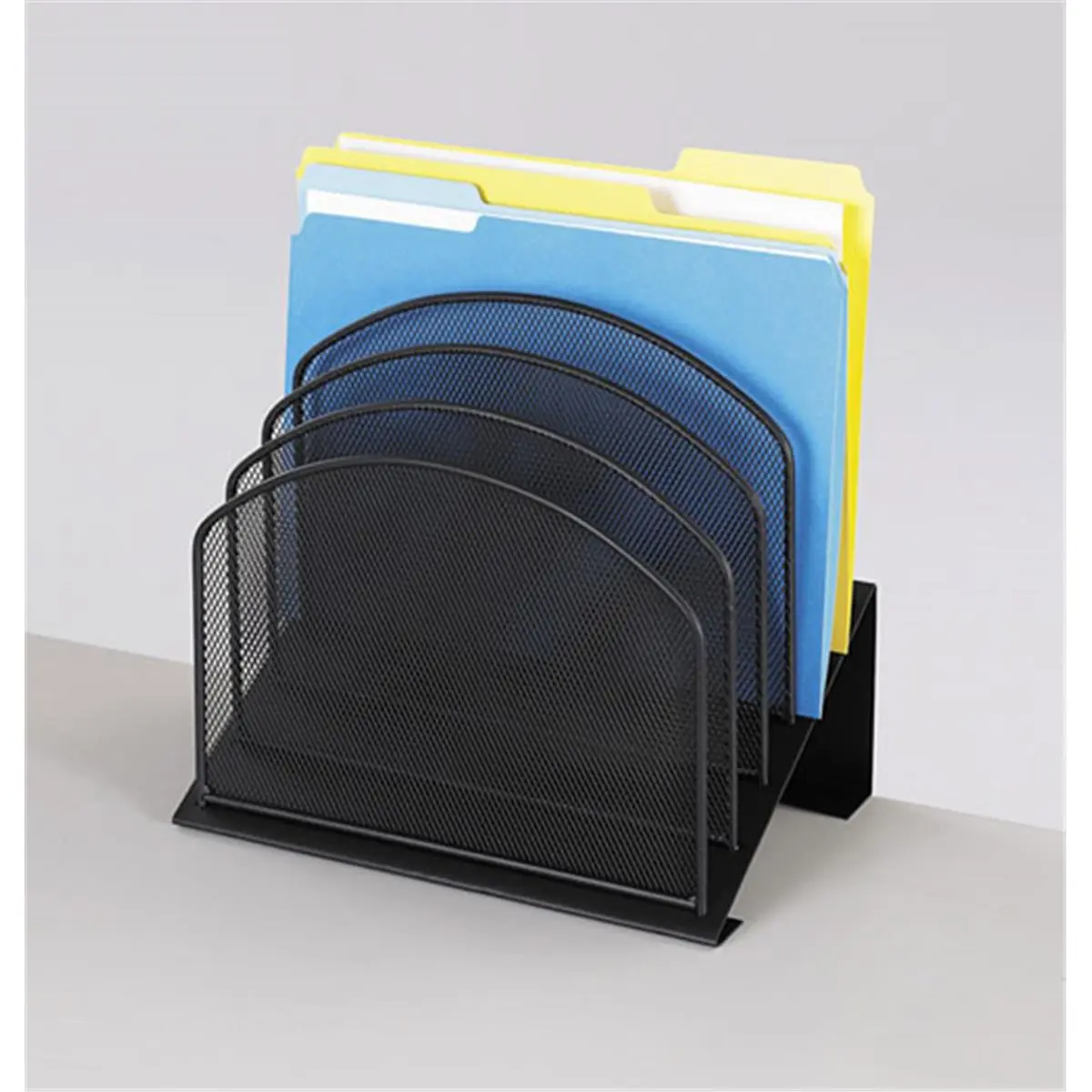Safco 3257BL Onyx Mesh Desk Organizer - 5 Slanted Sections - Black