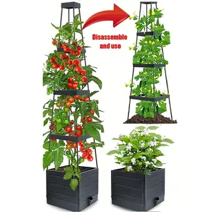 Automatic Watering Tomato Cage with Mesh Rack, Disassemble, Ideal for Climbing Vegetables in Garden, Greenhouse and Indoor Pots, Essential Gardening Accessory