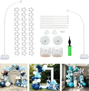Balloon Arch Stand Kit 9ft &5.6ft,Duty Base With Filling Bag,White Bendable Half Arch Balloon Arch for Birthdays Decorations And Indoor And Parties No Balloons