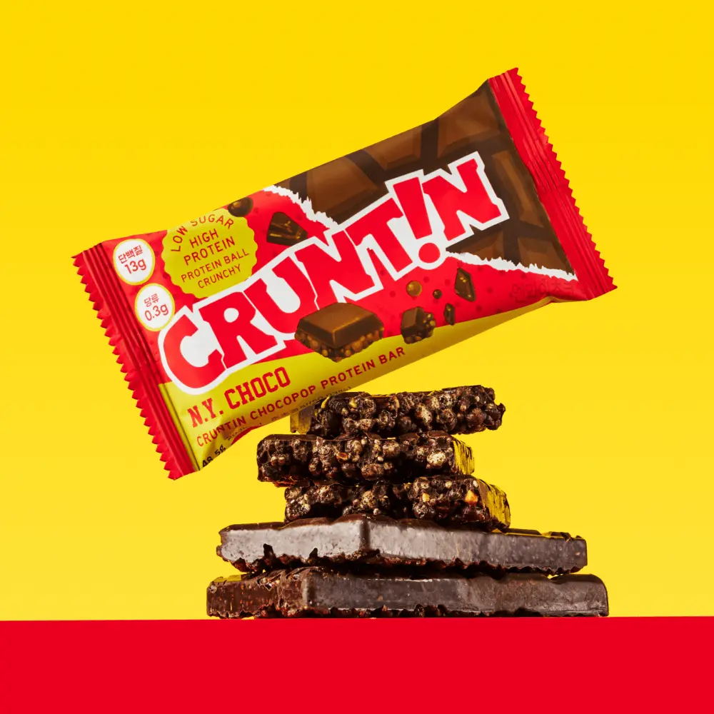 CRUNTIN Korean Chocolate Protein Bar 48.5g - 5 Pack | Low Sugar, High Protein Meal Replacement, Keto Friendly, Olive Young