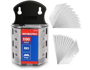 WORKPRO Utility Knife Blades, SK5 Steel, 100-Pack with Dispenser