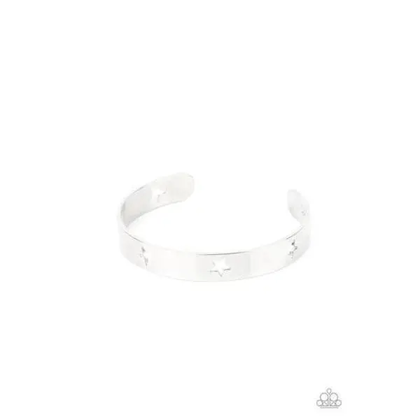 American Girl Sparkling Silver Cuff Bracelets & Bangles - Cutouts, Star Pattern, Airy Stars Fashion Costume Jewelry Accessory, Stellar Centerpiece, Silver Band Bracelets & Bangles, Cuff Bangle