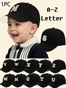 1PC  A-Z Letter Kids Baseball Cap, Adjustable Sun Protection Hat for Boys & Girls, Spring Fall Outdoor Peaked Hat