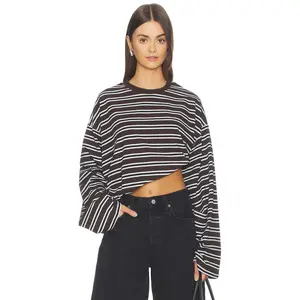 WeWoreWhat Boxy Oversized Crew Neck in Espresso & Baby Blue
