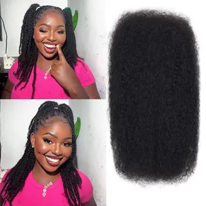 Afro Kinkys Bulk Human Hair, 4c Kinky Curly  Human Hair for Twist/Permanent Loc Extensions/Braiding/Repair  Can Dye and (12 inch),Black