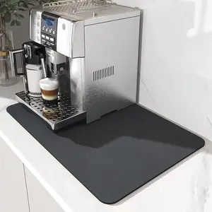 Absorbent Coffee Maker Mat for Countertop – Hide Stains Dish Drying Pad with Rubber Backing for Coffee Stations & Kitchen Counters (12” x 19”)