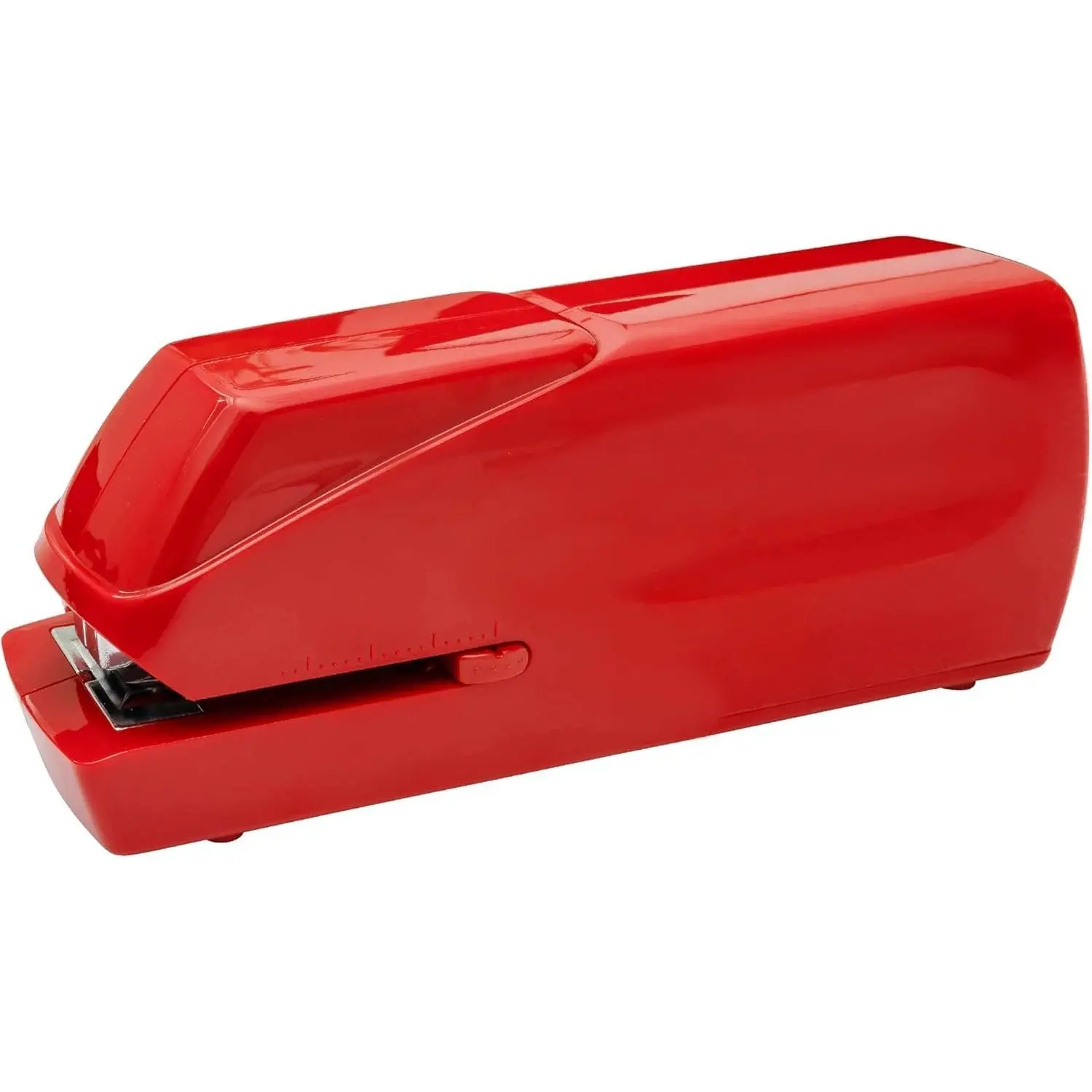 Portable Automatic Electric Office Stapler Pro - High Sheet Capacity (30 Sheets), Quiet Operation, Jam-Free Design, Reduce Jams, Easy Reload, Dual Power Options (AC Adapter Included) - Red