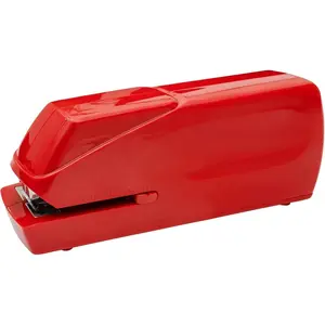 Portable Automatic Electric Office Stapler Pro - High Sheet Capacity (30 Sheets), Quiet Operation, Jam-Free Design, Reduce Jams, Easy Reload, Dual Power Options (AC Adapter Included) - Red