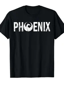 Phoenix Arizona American City Mythological Bird Phoenix Flag T-Shirt [Cool Design] Street Trending Style Women'S Tee Comfortable Cotton Round Neck Shorts Same gender design and Sleeves men'S t shirts