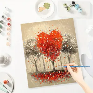 Cartoon Tree Paint By Number Kits for Adults Beginners, Easy Acrylic Simple Paint By Number Kits, DlY Watercolor Paint By Numbers Kits on Canvas Without Frame for Home Wall Decor Home Decoration 16x20inch