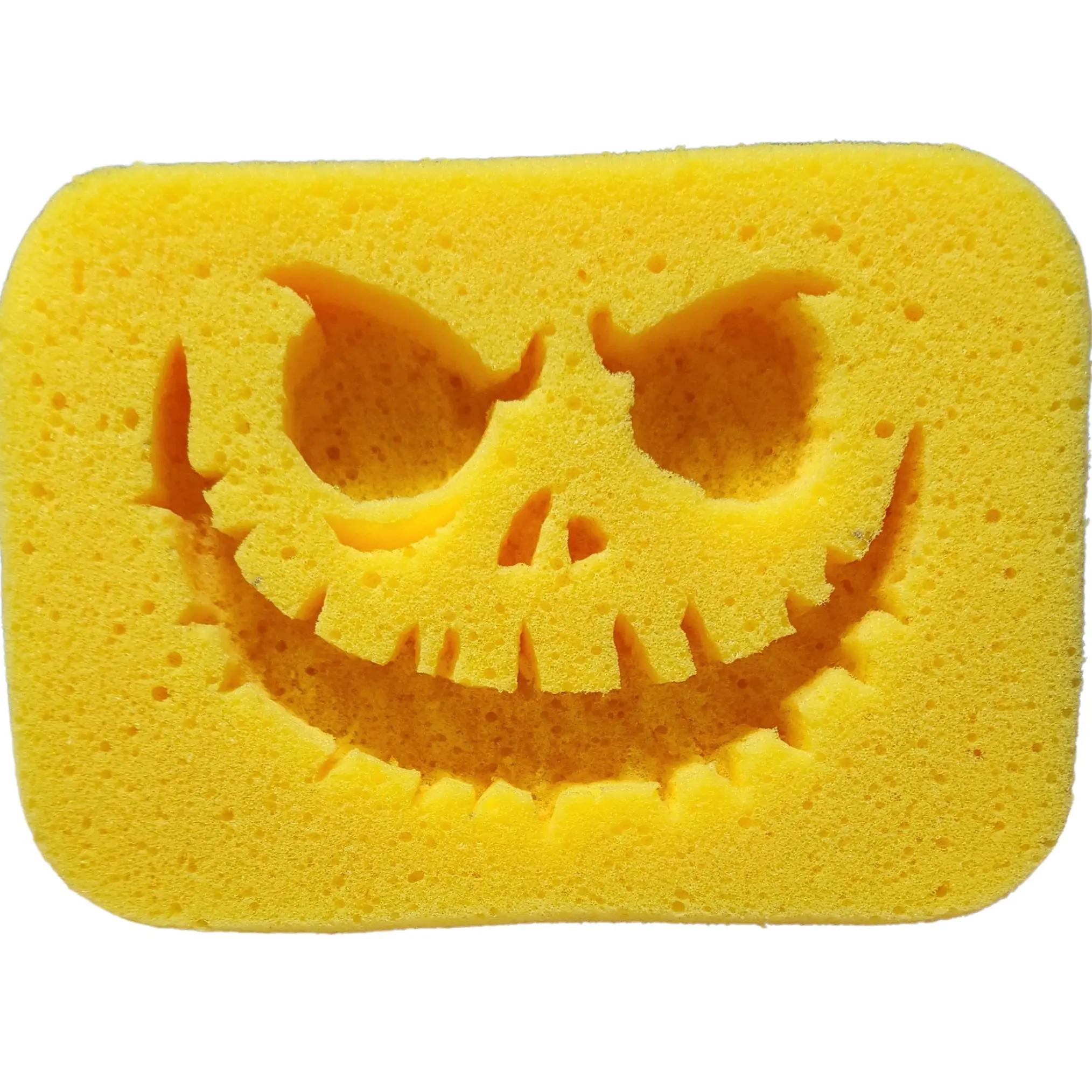 US-Made Skeleton Face Soft Grout Sponge Pad (7.5x5.5x2 in) - Home Cleaning Tool, ASMR Squish Accessory, Playful Decor for Any Room, Gift Idea