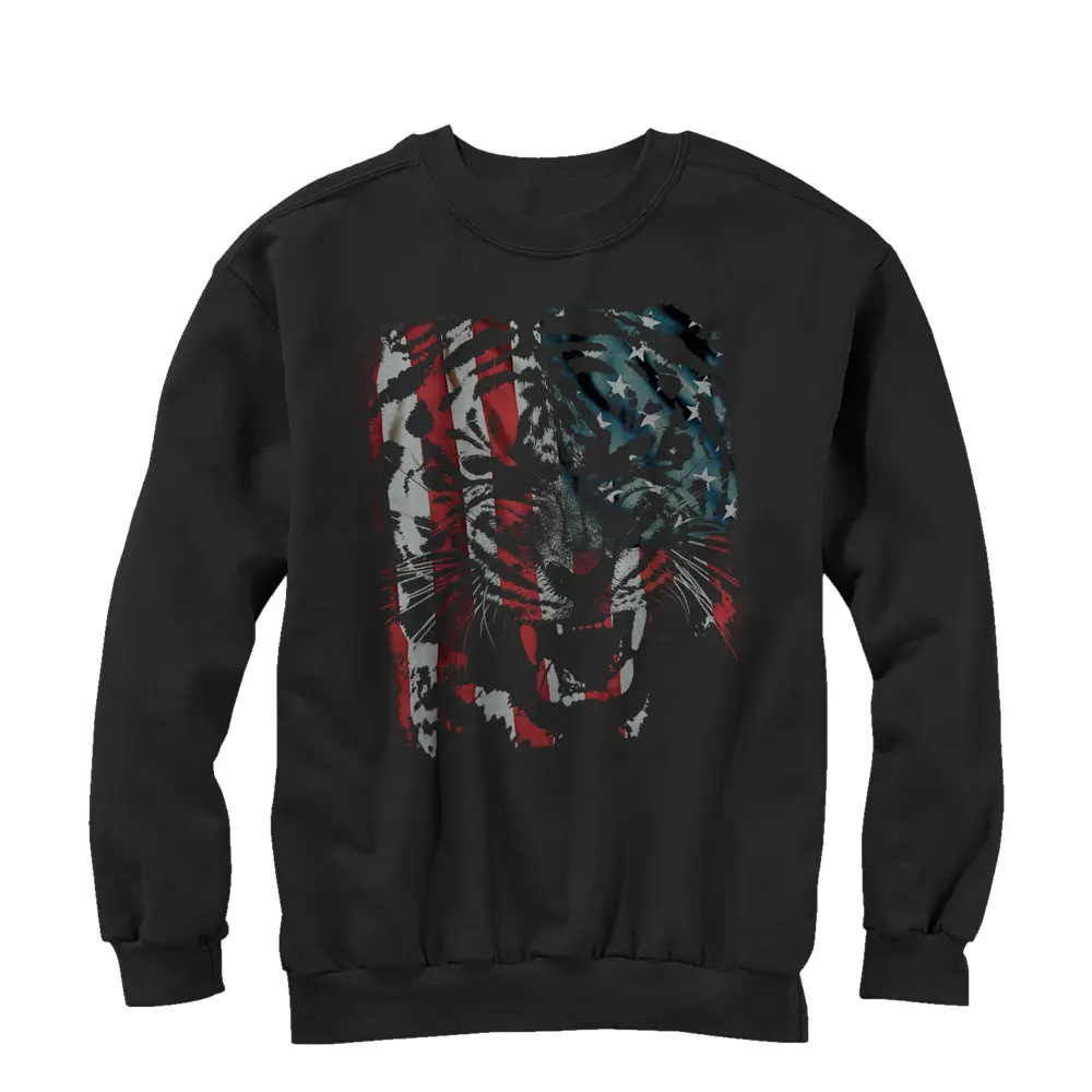 Men's Lost Gods Tiger Growl American Flag Sweatshirt