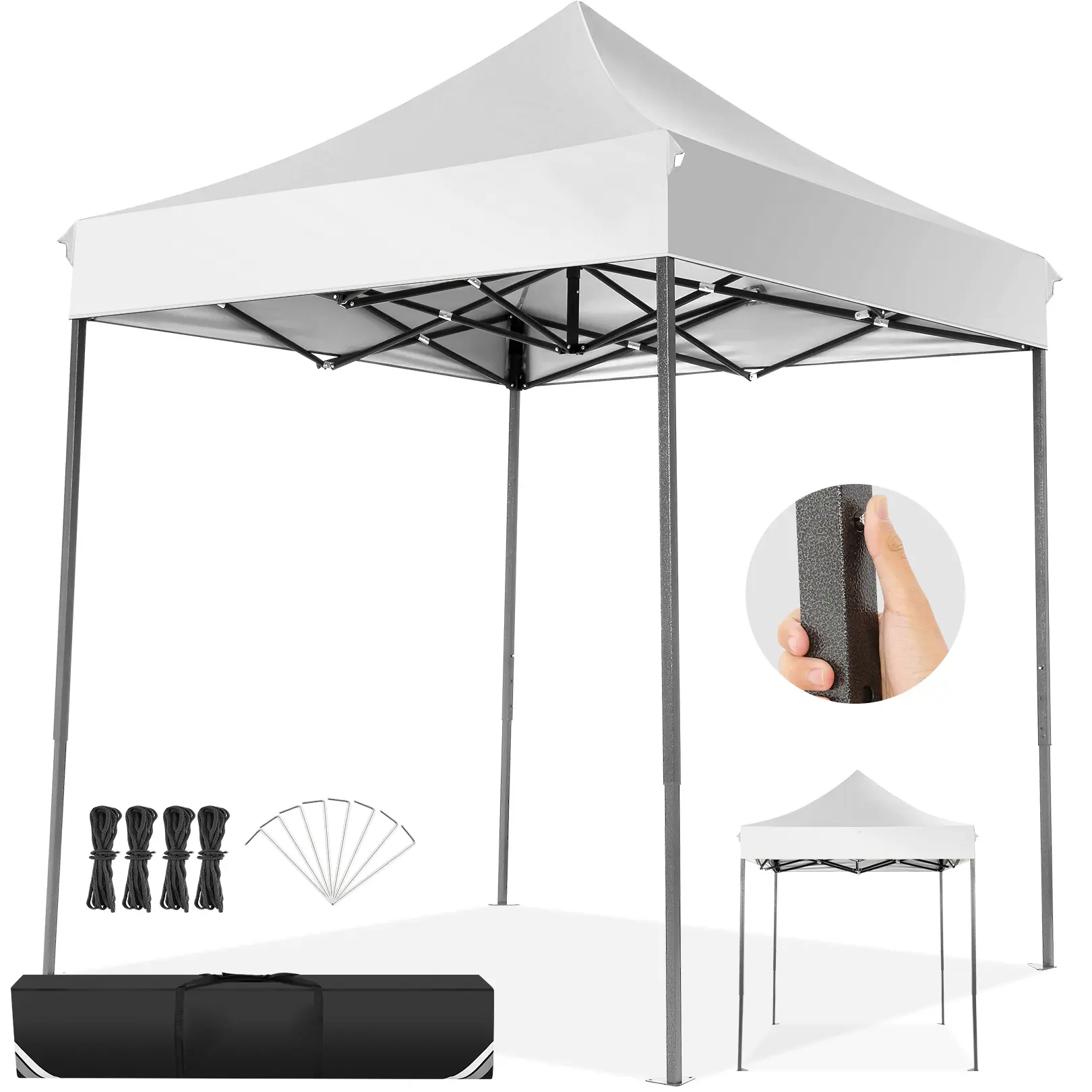 COBIZI 6.6’ x 6.6’ pop-up canopy tent, no side walls, heavy-duty canopy, UPF 50+, all-season, windproof and waterproof, outdoor party tent for commercial users, includes storage bag