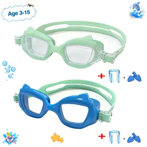Sharkite Swim Goggles for Kids Youth 2-Pack (Ages 3–15)  Anti-fog, UV protection, wide field of view, and comfortable cat-eye style goggles suitable for both boys and girls