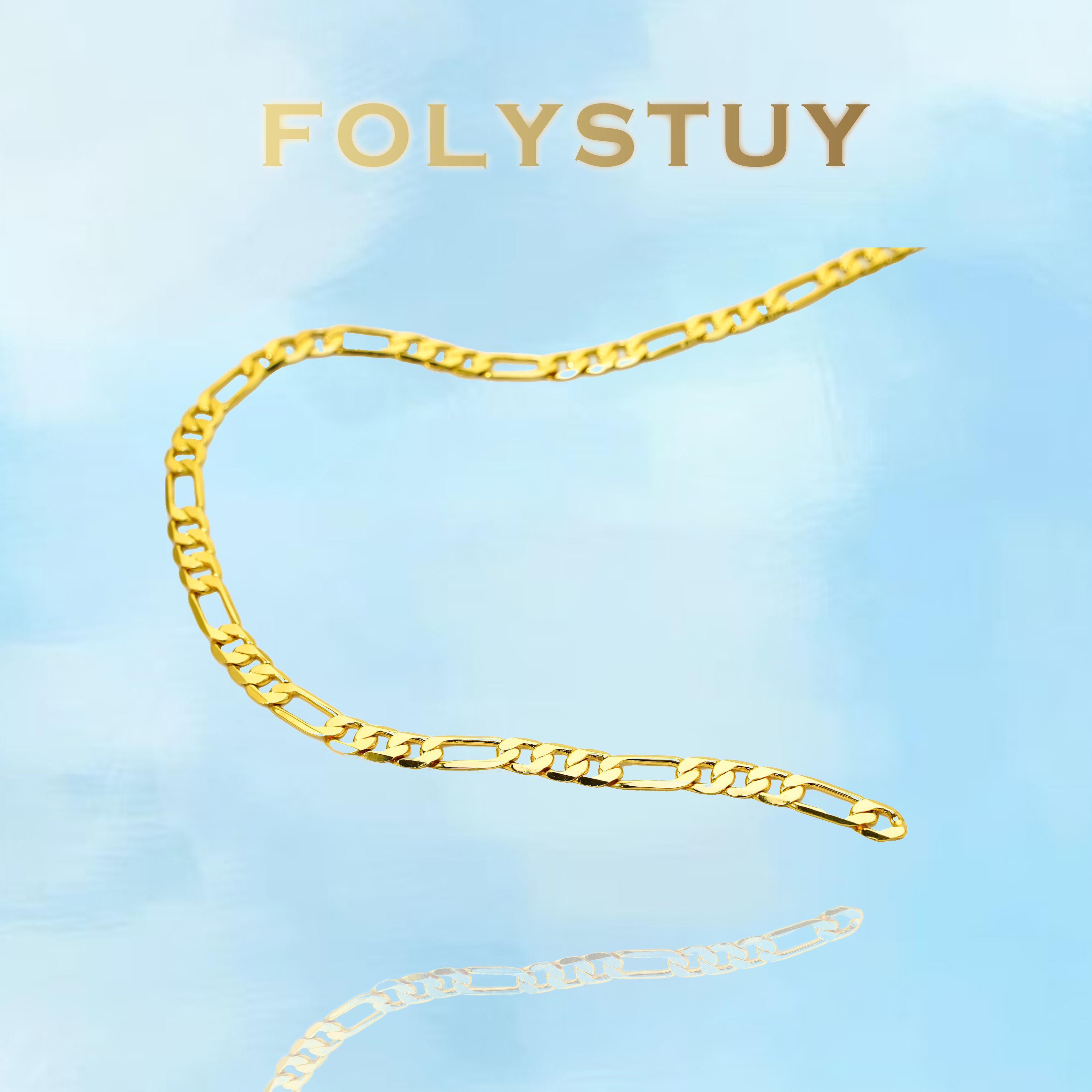 [FOLYSTUY (Y128)]Classic Figaro Link Necklace, 0.28" Width 23.6" Length Everyday Wear Accessory