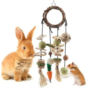 Natural Small Pet Chew Toy, Rattan Ring with Snacks for Guinea Pigs Chinchillas Hamsters, Hanging Cage Toy for Teeth Grinding, Reusable Treat Dispenser for Small Animals, Safe and Durable Chewing Fun cat exercise wheel tokay  gecko  enclosure