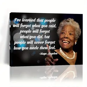 1pc Inspirational Quote Canvas Wall Art, Maya Angelou Framed Print for Home Decor, Empowering Women Cut-Outs, Bachelor Party Decor, Unique Office & Living Room Artwork, Gift for Men & Women
