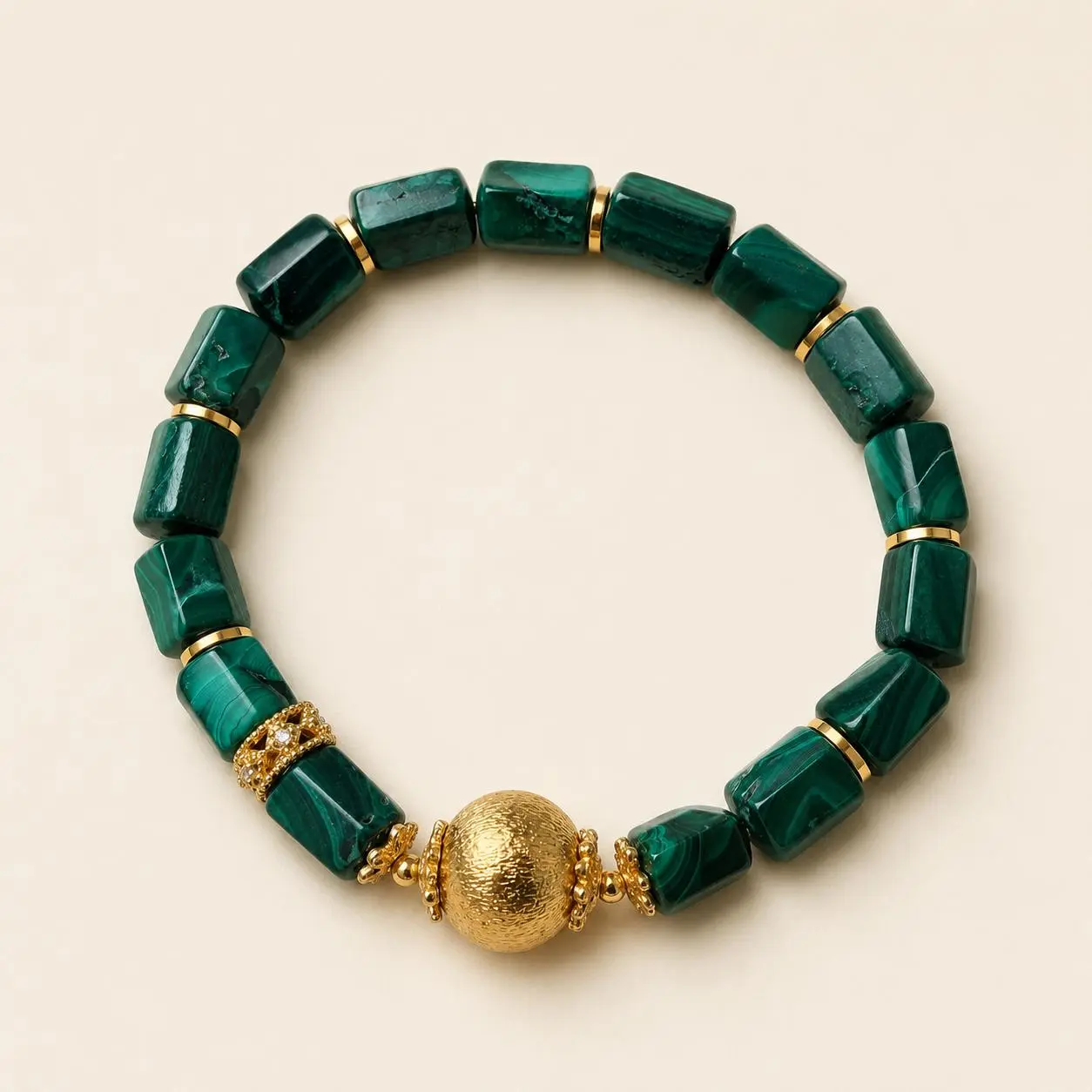 DIY010- Golden Orbit Malachite Bracelet