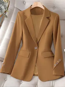 Elegant Chic Minimalist Women's Blazer Jacket Womenswear Fitted with Buttons, Long Sleeve Work & Casual Wear, Autumn Winter Fashion Outerwear