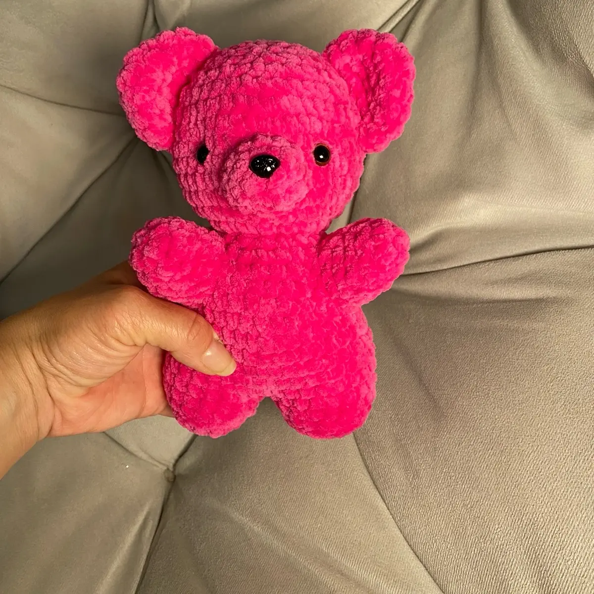 Crochet Neon Teddy Bear! Made with soft snuggly yarn!