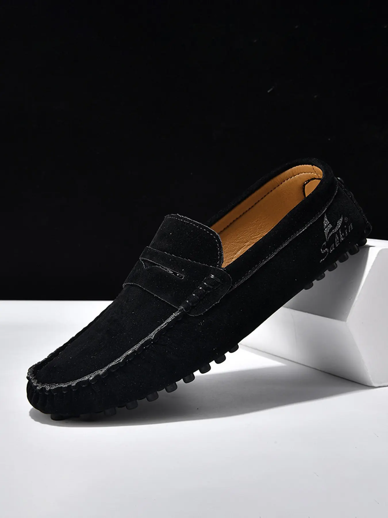 Men's Fashion Loafers, Casual Slip On, Simple Solid Color Vintage Casual Shoes, Low-Top Flat Moccasin Shoes, Suitable for All Seasons, Comfortable Soft Sole