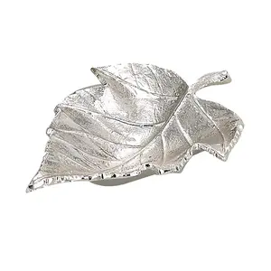 212 MAIN Handcrafted Stainless Medium-Size Leaf Shape Silver Maple Leaf Dish, 9x7 in., Gift Ready for Dog & Cat Litter Trays