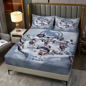 Real Madrid CF Fitted Sheet Set (3 Piece, Includes 1 Fitted Sheet + 2 Pillowcases), Multiple Designs Available, Football Soccer Team Bedding for Teens, Adults & Fans, Bedroom Decor