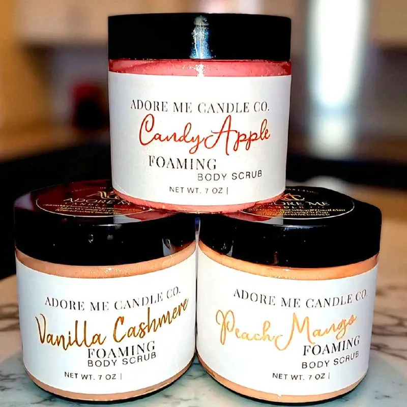Body Exfoliator, 7oz Travel Size Coconut Moisture Skin Care, Smooth Radiance-Boosting Body Cleanser, Adore me care co