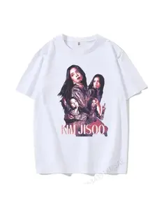 Black and Pink Jisoo Picture Printing Comfortable and Breathable Summer Fashion Casual T-shirt  Kpop Star Printed T-shirt