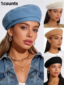 Summer Cotton Linen French Beret Hat for Women, Slimming Face, Lightweight Breathable Painter Hat, Large Head Circumference, Casual Style, Stylish Hat