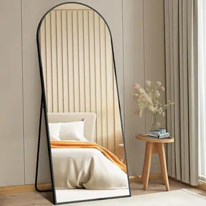 Wall-Mounted Full Length Mirror (55.5“–64”) – Slim Metal Frame in Black or Gold, Arched or Rectangle for Living Room, Entryway & Bedroom