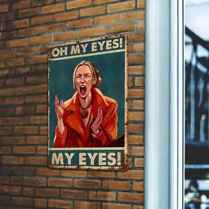 Iron Metal Tin Sign - "Oh My Eyes!" Phoebe Buffay Quote Wall Decor Plaque - Friends TV Show Inspired Art - Durable Vintage Signage for Home, Bar, Cafe - Retro Humorous Decoration - 8" x 12