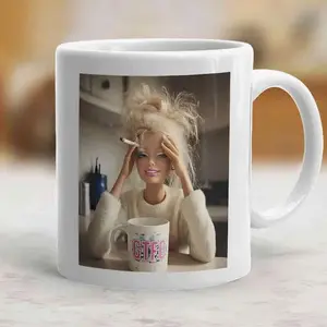 Disgusted Doll Face Ceramic Coffee Mug, (11oz, 15oz) Funny Meme Cup, Ugly, Funny Coffee Mug Sarcastic Humor Drinkware
