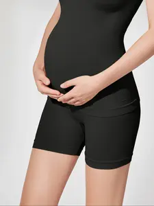 Maternity's Solid Color Maternity Shorts, Comfortable Breathable Pregnancy Shorts, Pregnant Women's Bottoms for Indoor Outdoor Wear, Pregnancy Clothes