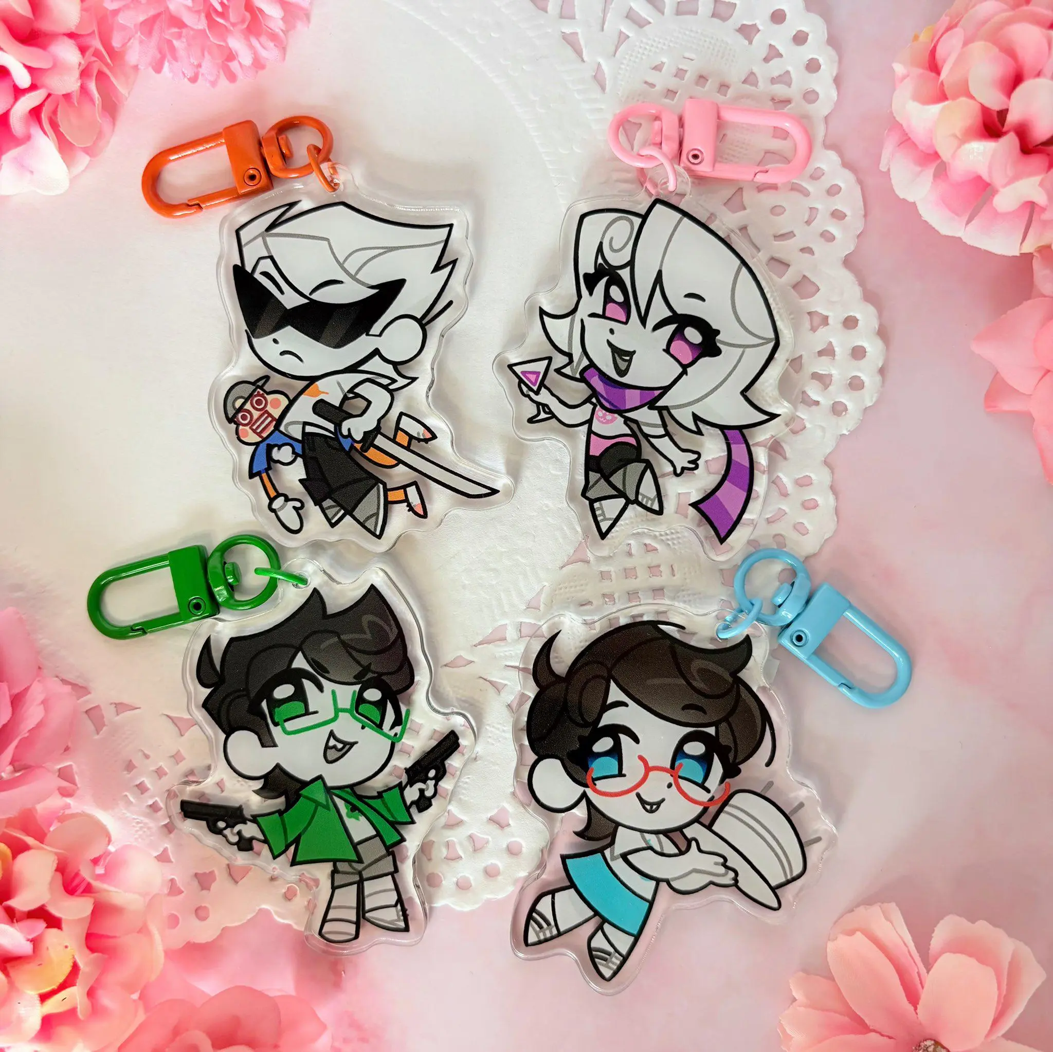 Homestuck Alpha Kids Dirk Roxy Jake Jane Keychain - Cute Characters, Kawaii Bag Charm for Keys, Backpack & Gifts, Collectible Fan Accessory, Aesthetic Game Merch!