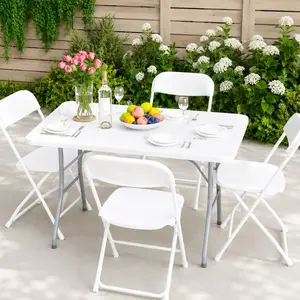 4/10/24/50 Pack White Folding Chairs – 350 Lbs Weight Capacity Reinforced Plastic Chairs, Steel Reinforced Frame, Commercial Grade Stackable Chairs, Suitable for Indoor And Outdoor, Weddings, Offices, Banquets, Restaurants, Parties