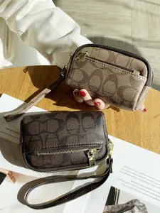 Elegant High-End Large Capacity Coin Purse for Women, Three-Zipper Multi-Functional Mini Handbag, Genuine Leather Key Wallet, All Seasons